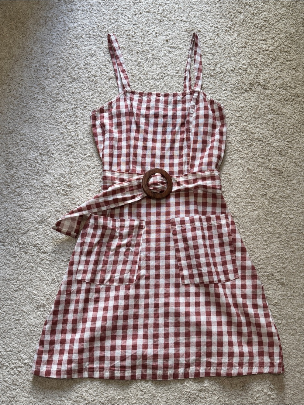 ASOS Red & White Gingham Belted Summer Dress
